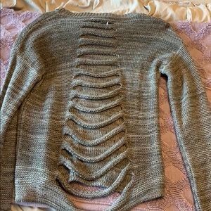 Grey sweater with slits down the back